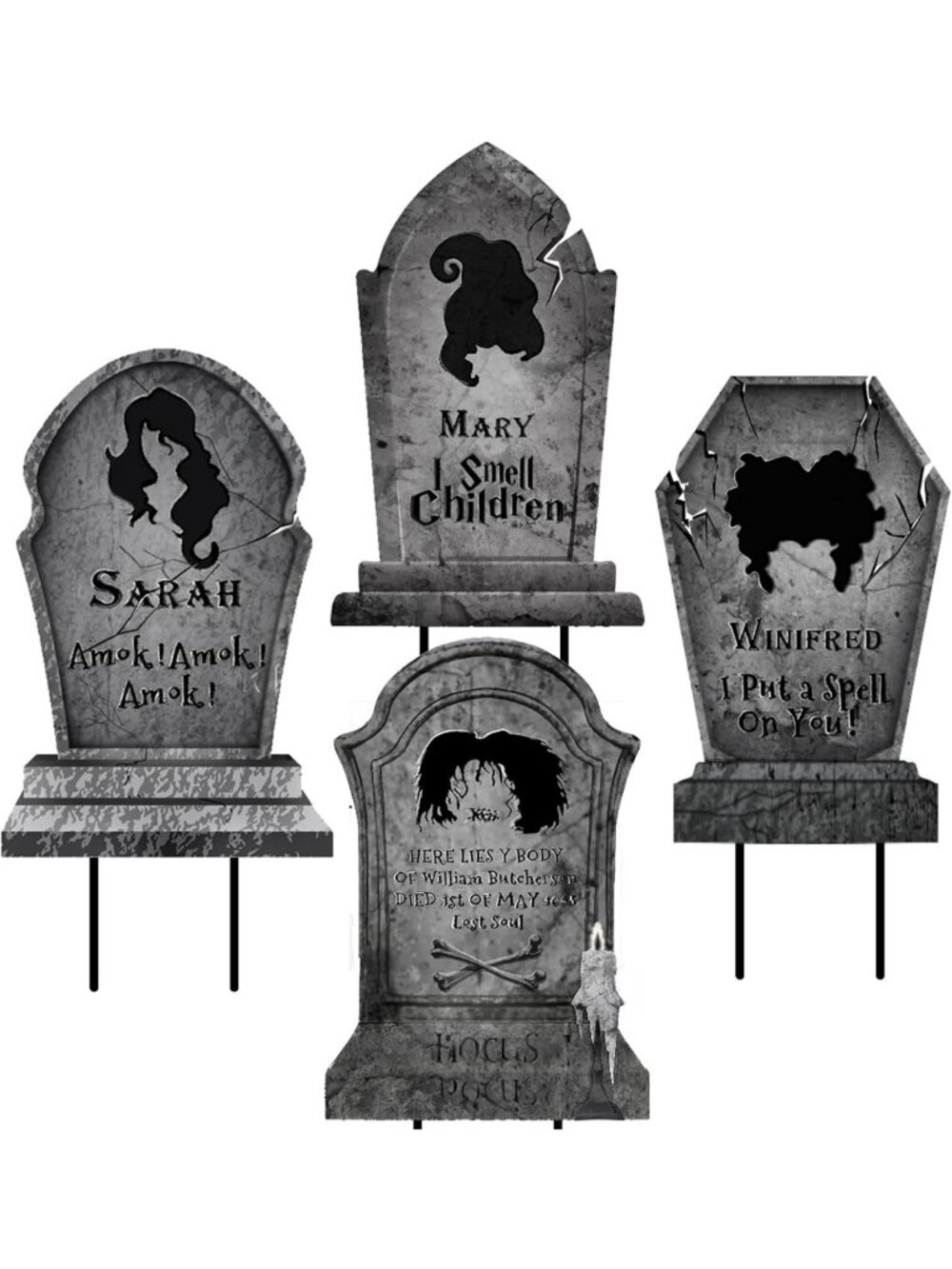 Metal Halloween Graveyard Tombstones Yard Stakes Signs
